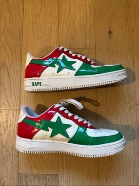 Bape Sta Sneakers Low Red, Green & White (Italy Flag)